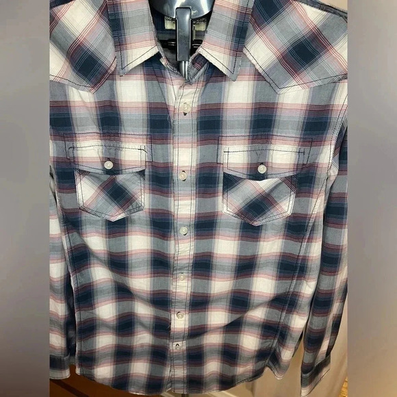 Vintage American Rag Plaid distressed Western Style button Down Size M - Picture 7 of 14